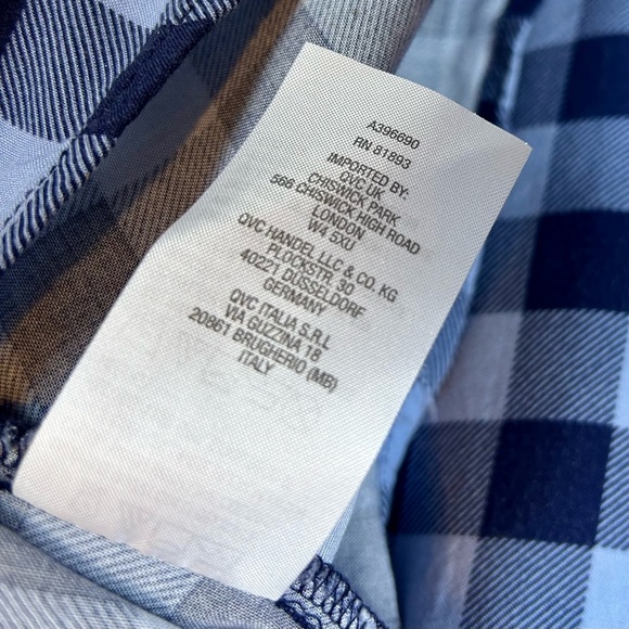 Denim & Co Women’s Blue Plaid Pullover Long Sleeve Lace Trim Top 3XL - Picture 8 of 9